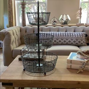 Crate and barrel Bendt 3-Tier Iron Fruit Basket